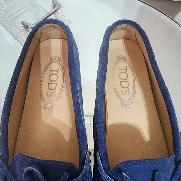 Tod's Blue Leather Loafers Driving Moccasin Size 39 US 8.5 - Picture 4 of 10